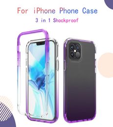 For iphone 12 Pro Max Gradient border Phone Case 3 in 1 Soft TPU Antifall Shockproof Protective Cover For iphone Xs 11 82346079