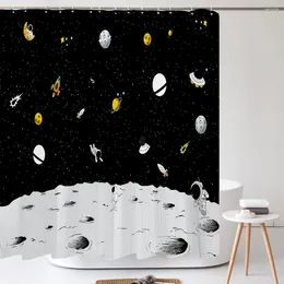 Shower Curtains Bathroom Curtain Starry Sky Space Cartoon Printing Polyester Fabric With Hooks Home Decor