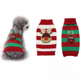 Dog Apparel Sweaters For Small Medium Dogs CatsWarm Clothes Turtleneck Knitted Pet Clothing Christmas Sweater Elk Striped Costume