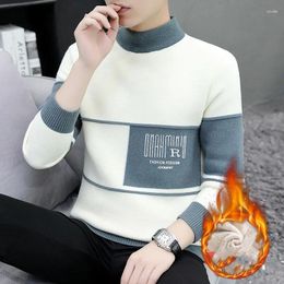 Men's Sweaters Autumn Winter Turtleneck Flocking Letter Pullover Solid Long Sleeve Sweater Knitted Casual Undershirt Vintage Loose Tops