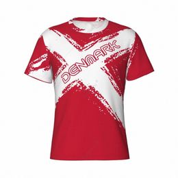 custom Name Nunber Denmark Flag Colour Men Tight Sports T-shirt Women Tees For Soccer Football Fans u9QY#