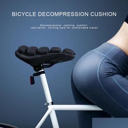 Bike Saddles S 3D Soft Air Bicycle Seat Cushion Er Shock Absorption Iatable Pad Indoor Exercise Cycling Drop Delivery Sports Outdoors Dhihj