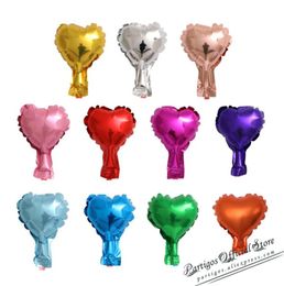 50100pcs 5inch Metallic heart balloons foil globes Valentines day gifts wedding decoration mini little foil love heart balloons Y2106679