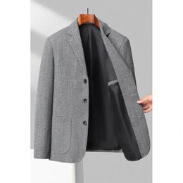2024 New Mens Fashion Business Korean Gentleman Wool Gentleman Trendy Slim Hong Kong Style British Style Casual Wedding Jackets 240326