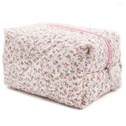 Storage Bags Makeup Bag Flower Print Cosmetic Set With Zipper Closure For Travel Business Trip Capacity Portable Pouch