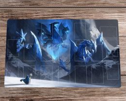 Pads YuGiOh TCG CCG Playmat Trishula Dragon of the ice Barrier Trading Card Game Mat Zones & Bag Antislip Desk Pad Mousepad 60x35cm