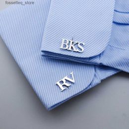 Cuff Links Cuff Links Custom Cufflinks Personalised Initials 13 Letter Stainless Steel Cufflink Men Suit Shirt Accessories Groomsmen Gift 230614 L240322