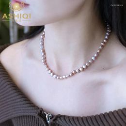 Chains ASHIQI Natural Baroque Freshwater Pearl Necklace 925 Sterling Silver For Women Wedding Party Jewelry