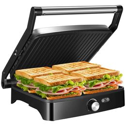 OSTBA Panini Press Grill Indoor Sand Hine Temperature Setting, 4-piece Large Non Stick Multifunctional Grill, Can Open 180 Degrees, Suitable for Any Type