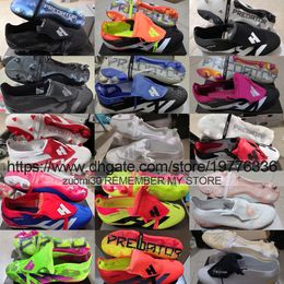 Send With Bag Quality Football Boots Predators Accuracy 24 Elite Tongue 30th Anniversary FG Soccer Cleats Mens Leather Training Comfortable Football Shoes US 6.5-11.5