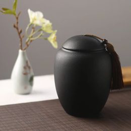 Urns Black Cremation Urns For Pet Human Ashes Ceramic Urn Small Keepsake Funeral Casket Pet Memoria Urne Keepsake Urns For Ashes