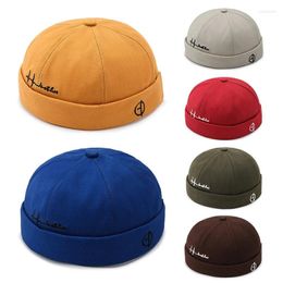 Berets 2024 Brimless Skullies Cap Beanie Hat Women Hip Hop Hats Summer Vintage Men's Solid Colour Street Dome