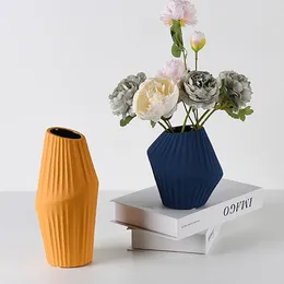 Vases Vertical Pattern Ceramic Vase Creative Oblique Flower Arrangement Hydroponic Art Decoration Room Desktop Home Decor