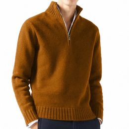 new Autum/Winter Men Turtlenecks Half Zipper Sweaters Knitwear Pullovers Solid Color Lg Sleeved Male Casual Warm Tops L5ab#