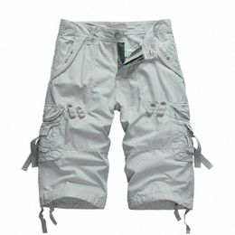summer Cargo Shorts Men Cott Casual Outdoor Military Mens Shorts Multi-Pocket Fi Calf-Length Pants Men Plus Size 75T5#