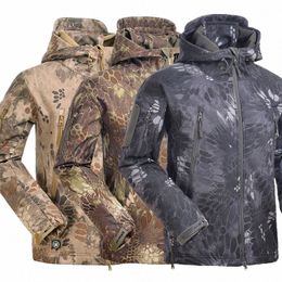 men's Softshell Waterproof Military Pyth Camoue Jacket Winter Fleece Army Tactical Jacket Outdoor Hunting Hooded Coat z6hC#