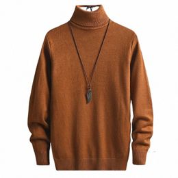 fi Men Solid Colour Sweater Turtleneck Lg Sleeve Knitted Pullover Top Blouse for Warm Men's Slim Fit Clothing 5XL-M n9V3#