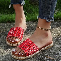 Slippers One-floor Women's Flat-Bottom Rope Fashion Size Printed Tow Large Slipper Sparkly For Women