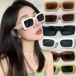 Sunglasses Retro Square Frame Women Men Y2K Brand Designer Sun Glasses Narrow Spectacles Trendy Female Shades Eyewears