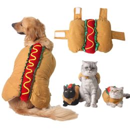 Vests Dog Clothes for Small Big Dog Hot Dog Shaped Dog Clothes Hoodies Parks for Christmas Cosplay Cat Dog Winter Custume Accessories