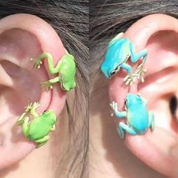 Ear Cuff Ear Cuff 1 pair of party gifts frog earrings personality fun non perforated animal earrings creative metal Jewellery ear bone clip for women Y240326