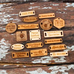 Craft 50 Custom Wood Tags, Wooden Labels, Knitting Labels, Name Tags, Wooden Buttons, Wood Gift Tags, Crochet Label, Laser Engraved