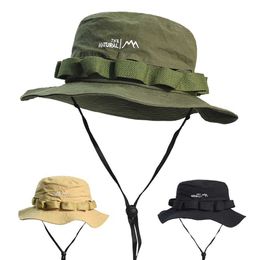 s Outdoor breathable cotton bucket hat mens solid casual Boonie hat fishing hat fashionable Safari summer hat hiking sun hatC24326
