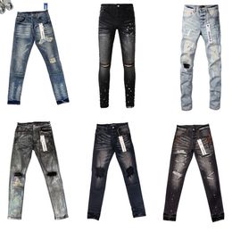 Slim Fashion Mens Designer High-end Denim Embroidery Black Pants Jeans Quality Trousers Quilting Ripped For Trend Brand Vintage M Plvhw