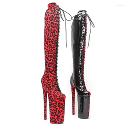 Dance Shoes LAIJIANJINXIA 26CM/10Inch Leopard Upper Women's Platform Party High Heels Modern Knee-High Boots Pole 013