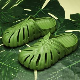 Monstera Slides for Men Summer Women Outdoor Slippers Eva Soft Forest Camping Trend Unisex Slides Beach Shoes Home Slippers 240315