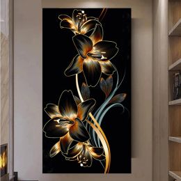 Stitch Diy Diamond Painting New Arrival Golden And Black Lily Full Diamond Mosaic 5d Flower Diamond Embroidery Nordic Pictures Large