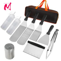 Accessories Griddle Accessories Set Camp Chef Griddle 9pcs Flat Top Grill Accessories Set with Griddle Scraper, Metal Spatula BBQ Tools