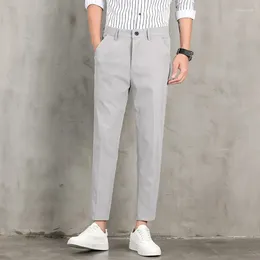 Men's Pants Spring And Summer Trousers Thin Slim Baggy Button Pockets Basic Cropped Korean Fashion Casual Suit