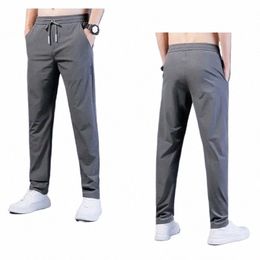 2023 Men's Casual Trousers Spring Summer Solid Colour Fi Pocket Applique Full Length Casual Work Pants Straight Pantal D7Al#