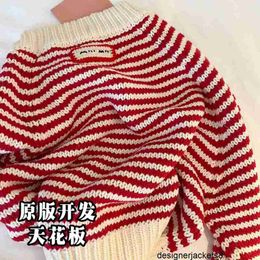 Designer Original development Miss M AutumnWinter New Striped Sweater Academy Style Sweet Girl Knitted Shirt Internet Red Girl TVDL