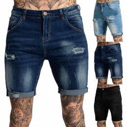 mens Casual Zipper Fly Hole Jeans Tight Shorts Trousers Pocket W Pant Ripped Pant Frayed Denim For Man Short Pants Jeans 02nZ#