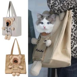 Dog Carrier Dogs Cats Handbag Can Be Exposed Head Lion Shape Shoulder Outdoor Bag Pet Convenient Items Canvas Small O1T5