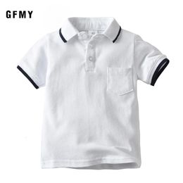 GFMY Summer Short sleeve Solid color White Navy School Style Boys Polo Shirt 2year Comfort cotton Baby Top 240319