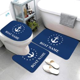 Mats dark blue nautical series bathroom mat bathroom products anchor bath mat threepiece bathroom rug and mat set can be Customised