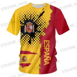 Men's T-Shirts Mens T-Shirt Spain National Emblem Printed 3d Ts O-Neck Short Slve Fashion Cool Clothing Large Size Loose Tops For Men T240325