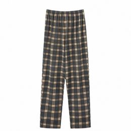 mens Cott Flannel Plaid Pyjama Sleep Pants Lounge Bottoms Trousers Nightwear Comfort Men Winter Warm Lg John 89Gy#