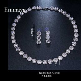 Earrings Necklace Emmaya brand gorgeous round white gold AAA cubic zirconia wedding jewelry set used for popular bride gifts L240323