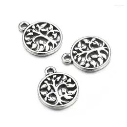 Charms 10PCS/Lot Vintage Round Circle Tag Tree Leaf For Jewelry DIY Making Leaves Charm Pendant Accessories