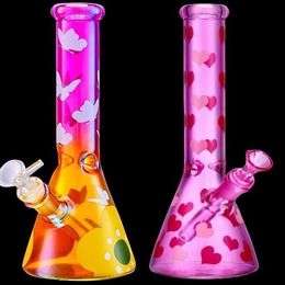 Glass water bongs Beaker Dab Rigs hookahs heady Glass smoke pipes downstem perc cigarette accessory with 14mm bowl