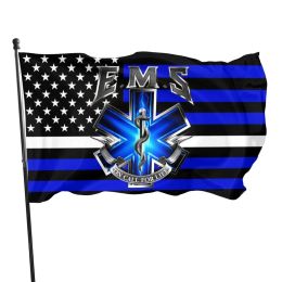 Accessories EMS Star of Life EMT Paramedic Medic Flag Double Stitched Yard House Flags Banners with Brass Grommets Indoor Outdoor Home Decor