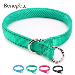 Collars Benepaw Durable P Dog Collar Breathable Reflective Soft Comfortable Nylon Mesh Padded Training Puppy Pet Slip Collar Adjustable