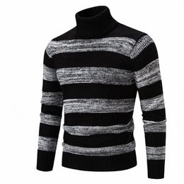 high Quality Men's New Autumn and Winter Casual Warm Neck Sweater Knit Pullover Warm Tops j8tS#