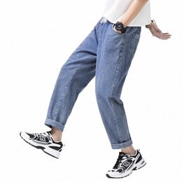 Jeans da uomo pantaloni larghi cargo pantaloni streetwear larghi uomini coreani fi pantaloni larghi dritti maschili pantaloni maschili stile hip-hop H6y0 #