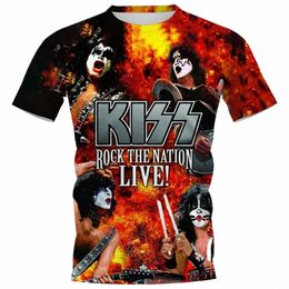 hx Rock Kiss Band T-shirts 3D Graphic Pullovers Tops Short Sleeve Oversized TShirt Harajuku Streetwear Hip Hop Men Clothing d7fx#