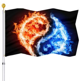 Accessories Yin Yang Flag Ice and Fire Art Design House Indoor Party Outdoor Decoration Double Stitched Flags Polyester with Brass Grommets